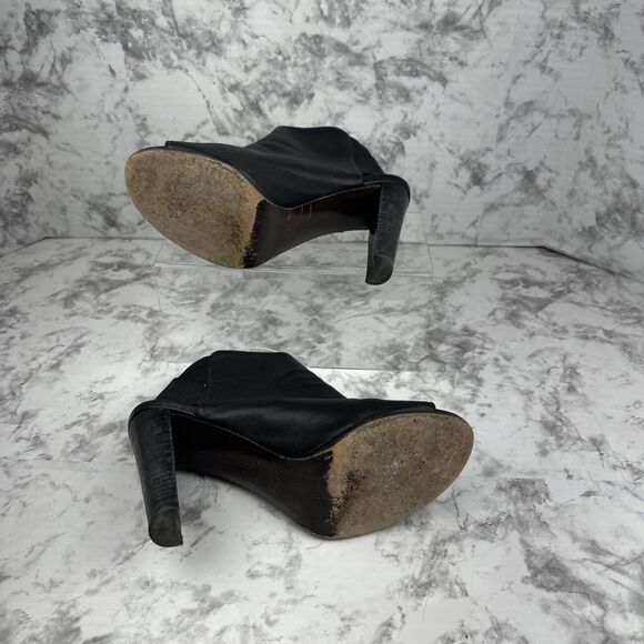 Stuart Weitzman Womens Peep Toe Block Heel Booties Size 8.5 Black Leather - Picture 7 of 9